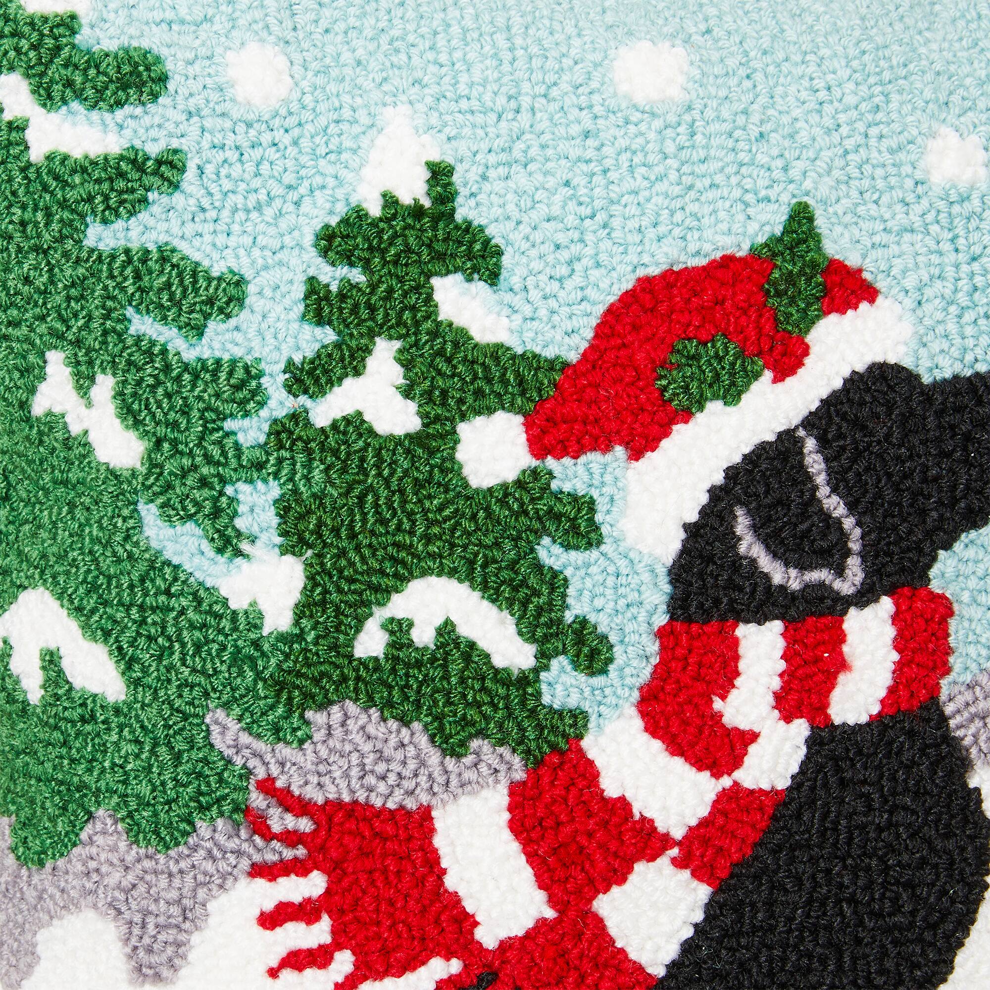 Glitzhome® Hooked Christmas Dog Throw Pillow